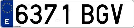 Ejemplo de matrícula española 6371 BGV