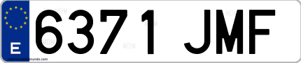 Ejemplo de matrícula de coche ordinaria 6371 JMF