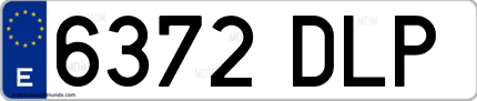 Ejemplo de matrícula de coche ordinaria 6372 DLP