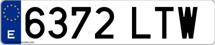 Ejemplo de matrícula española 6372 LTW