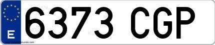 Ejemplo de matrícula española 6373 CGP