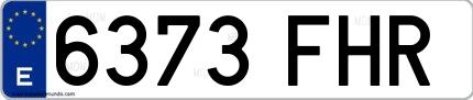 Ejemplo de matrícula española 6373 FHR