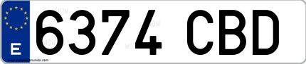 Ejemplo de matrícula española 6374 CBD