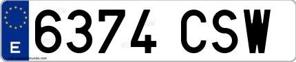 Ejemplo de matrícula de coche ordinaria 6374 CSW
