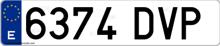 Ejemplo de matrícula de coche ordinaria 6374 DVP