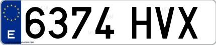 Ejemplo de matrícula española 6374 HVX