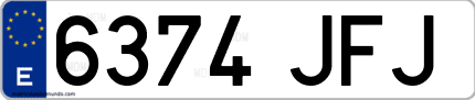 Ejemplo de matrícula de coche ordinaria 6374 JFJ