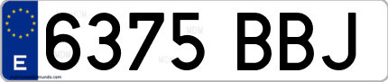 Ejemplo de matrícula de coche ordinaria 6375 BBJ
