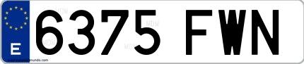 Ejemplo de matrícula de coche ordinaria 6375 FWN