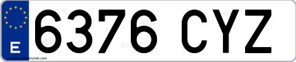 Ejemplo de matrícula de coche ordinaria 6376 CYZ