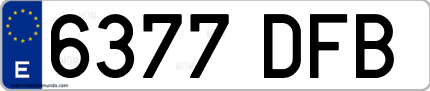 Ejemplo de matrícula de coche ordinaria 6377 DFB
