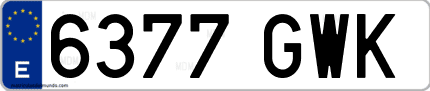 Ejemplo de matrícula de coche ordinaria 6377 GWK