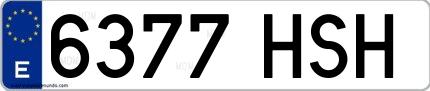 Ejemplo de matrícula española 6377 HSH