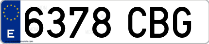 Ejemplo de matrícula de coche ordinaria 6378 CBG