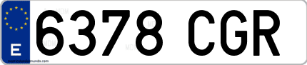 Ejemplo de matrícula de coche ordinaria 6378 CGR