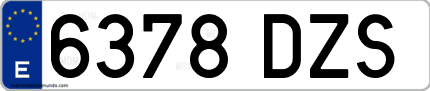 Ejemplo de matrícula de coche ordinaria 6378 DZS