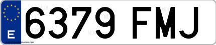 Ejemplo de matrícula de coche ordinaria 6379 FMJ