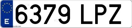Ejemplo de matrícula española 6379 LPZ