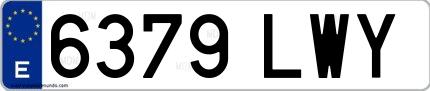 Ejemplo de matrícula española 6379 LWY