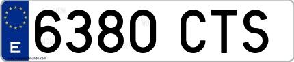 Ejemplo de matrícula española 6380 CTS