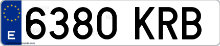 Ejemplo de matrícula de coche ordinaria 6380 KRB