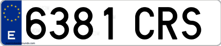 Ejemplo de matrícula de coche ordinaria 6381 CRS