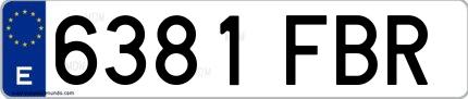 Ejemplo de matrícula española 6381 FBR