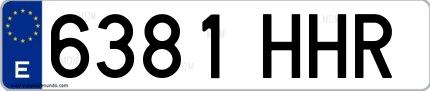 Ejemplo de matrícula española 6381 HHR