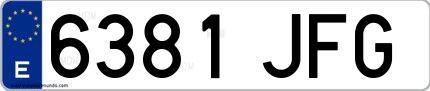 Ejemplo de matrícula de coche ordinaria 6381 JFG