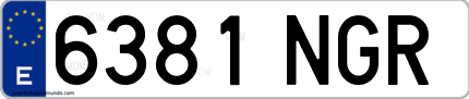 Ejemplo de matrícula de coche ordinaria 6381 NGR