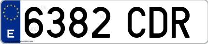 Ejemplo de matrícula española 6382 CDR