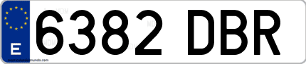 Ejemplo de matrícula de coche ordinaria 6382 DBR