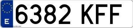 Ejemplo de matrícula de coche ordinaria 6382 KFF