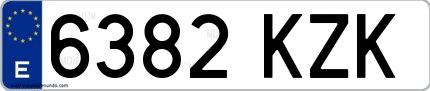 Ejemplo de matrícula española 6382 KZK