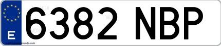 Ejemplo de matrícula española 6382 NBP