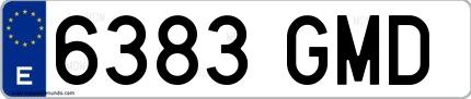Ejemplo de matrícula española 6383 GMD