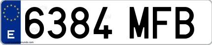 Ejemplo de matrícula española 6384 MFB
