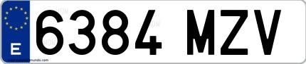 Ejemplo de matrícula española 6384 MZV