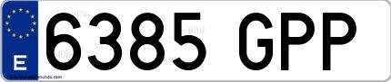 Ejemplo de matrícula española 6385 GPP