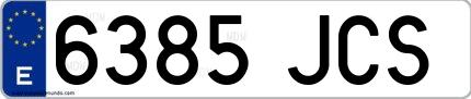 Ejemplo de matrícula española 6385 JCS