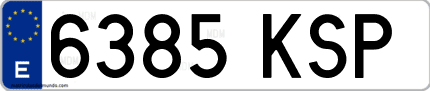 Ejemplo de matrícula de coche ordinaria 6385 KSP