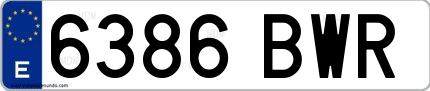 Ejemplo de matrícula española 6386 BWR
