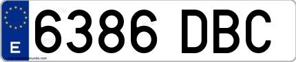 Ejemplo de matrícula española 6386 DBC