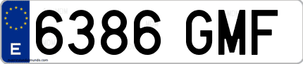 Ejemplo de matrícula de coche ordinaria 6386 GMF