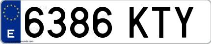 Ejemplo de matrícula española 6386 KTY