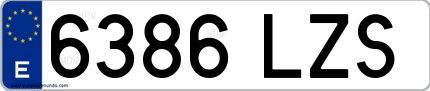 Ejemplo de matrícula española 6386 LZS