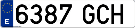 Ejemplo de matrícula de coche ordinaria 6387 GCH