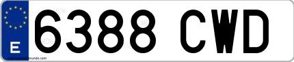 Ejemplo de matrícula española 6388 CWD