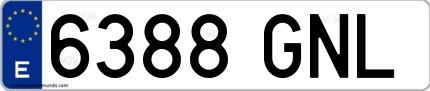Ejemplo de matrícula española 6388 GNL