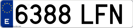 Ejemplo de matrícula de coche ordinaria 6388 LFN